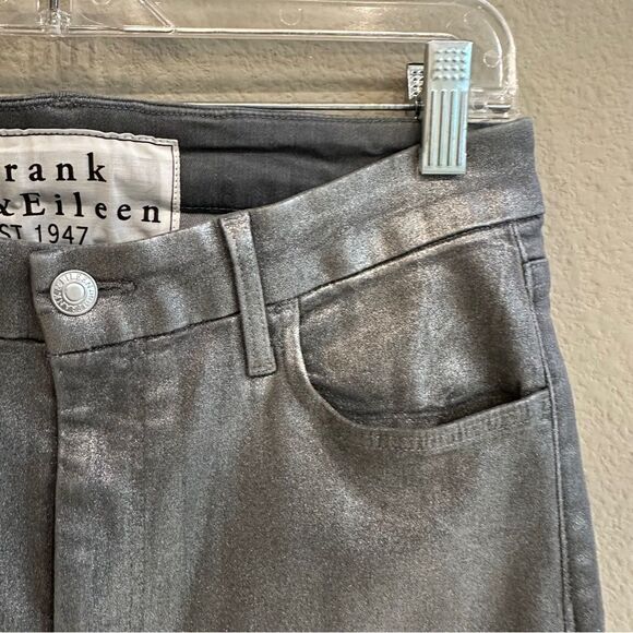 Frank & Eileen Sligo Italian Waxed Denim Jeans Size 29 Silver Metallic Dime - Picture 9 of 13